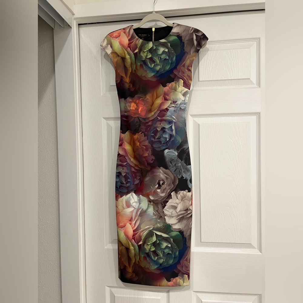Ted Baker Multicolor Floral Midi Sheath Dress